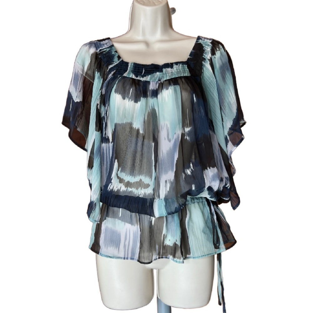 Twenty One Sheer Chiffon Peplum Blouse Small